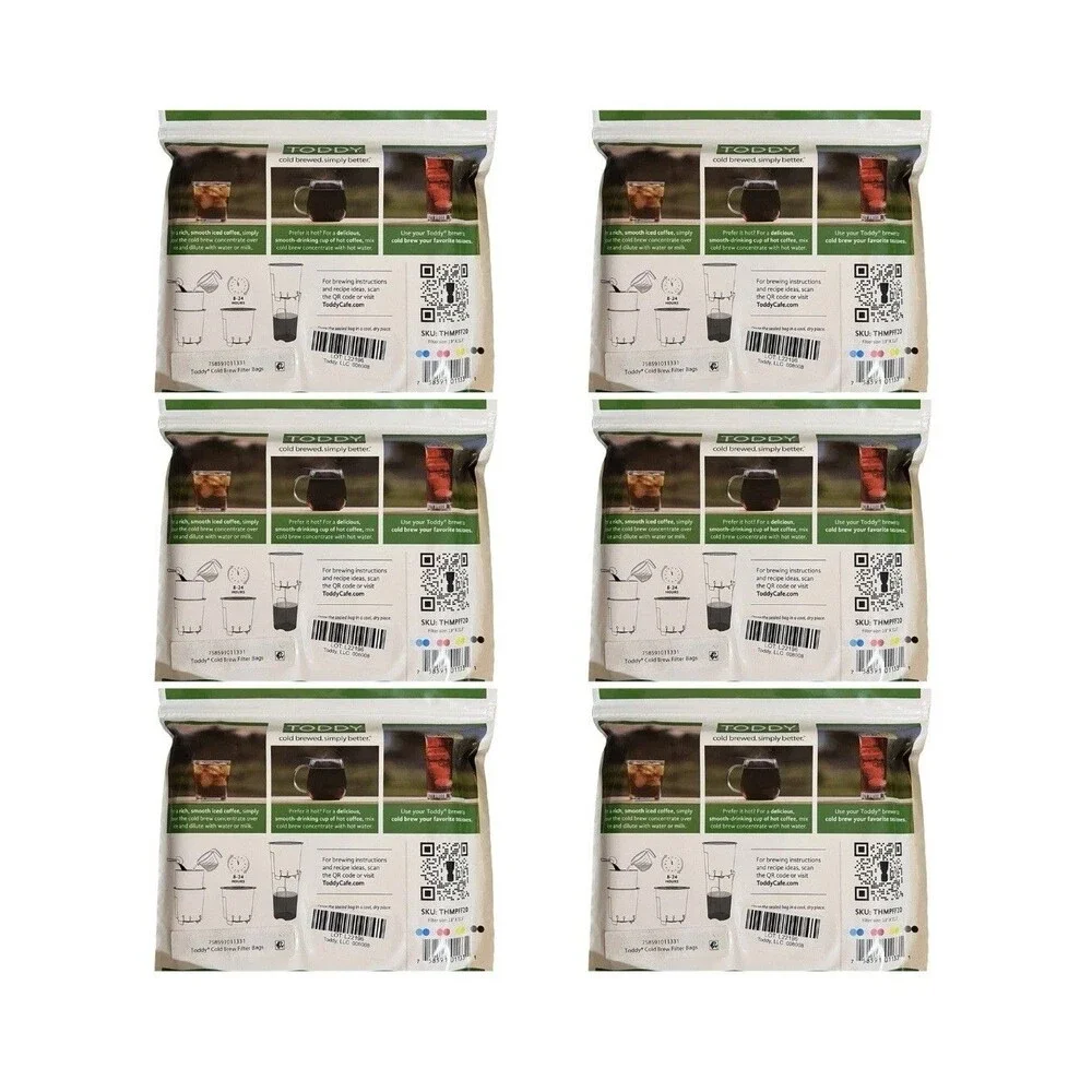 Lot of 6 Toddy Cold Brew Paper Filter Bags THMPFF20 20ct OS 13x11.5” 120 Total